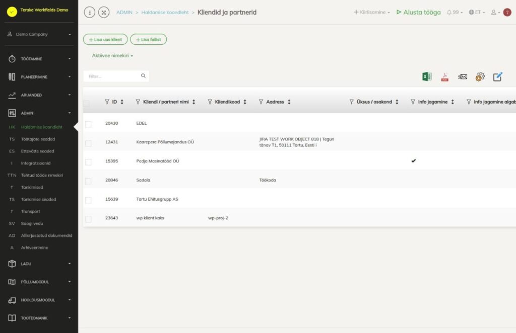 Klientide ja partnerite nimekiri
