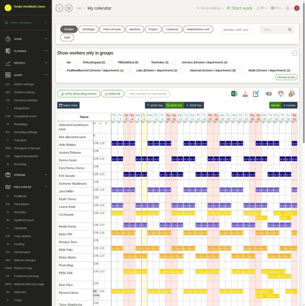My calendar in month view